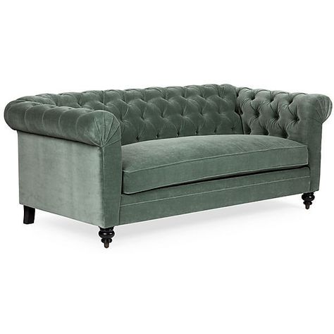 Rockport Chesterfield Sofa Sage Velvet Sofas & Loveseats ($3,295) �❤ liked on Polyvore featuring home, furniture, sofas, velvet couch, velvet love seat, chesterfield style sofa, chesterfield loveseat and velvet sofa Chesterfield Couch, Chesterfield Furniture, Velvet Chesterfield Sofa, Rustic Furniture Diy, Velvet Furniture, Living Room Decor Inspiration, Settee Sofa, Apartment Style, Chesterfield Sofa