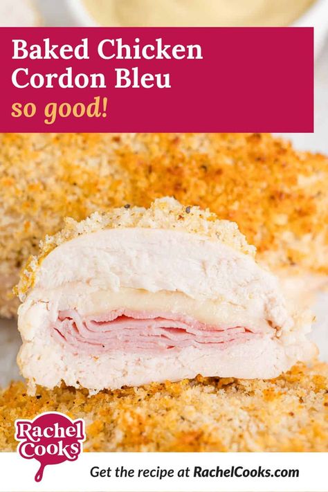 Chicken With Ham And Cheese, Simple Chicken Dinner Recipes, Baked Chicken Cordon Bleu, Bacon Wrapped Chicken Breast, Cordon Bleu Recipe, Chicken Cordon Bleu Recipe, Cordon Blue, Cheese Stuffed Chicken Breast, Feta Chicken