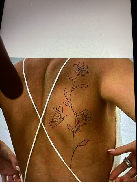 Low Back Flower Tattoo, Wild Flower Tattoo Back, Lily Flower Back Tattoo, Wildflower Back Tattoo, Fine Line Flower Tattoo Back, Back Flower Tattoo, Flower Tattoo, Tatting, Tattoos