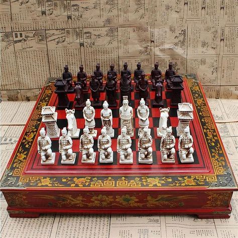 Chess Board Game, Vintage Chess Set, Wooden Roses, Chinese Warrior, Terracotta Warriors, Wood Chess, Greek And Roman Mythology, Wooden Chess, Chess Game