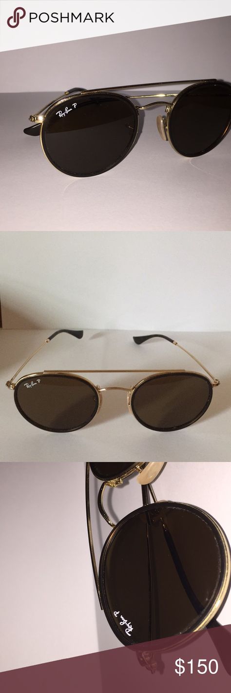 Double Bridge Sunglasses, Accessories Sunglasses, Gold Frame, Ray Ban, Sunglasses Accessories, Ray Bans, Lenses, Bridge, Sunglasses