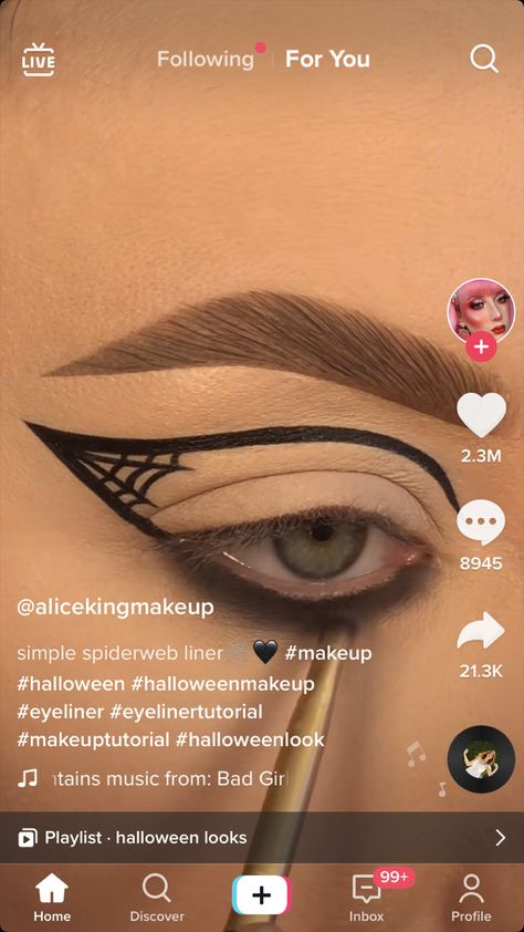 Spider Web Eyeliner Easy, October Eyeliner, Bold Eyeliner, Eyeliner Designs, Halloween Eye Makeup, Halloween Eyes, Aesthetic Eyes, Eyeliner Looks, Halloween Make Up