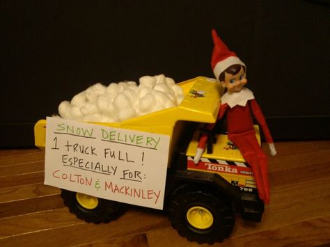 Tractor Elf On The Shelf, Elf On The Shelf Truck Ideas, Elf On The Shelf Dump Truck, Elf Shenanigans, Elf Ideas Easy, Bad Elf, Easy Elf, Awesome Elf On The Shelf Ideas, Construction For Kids