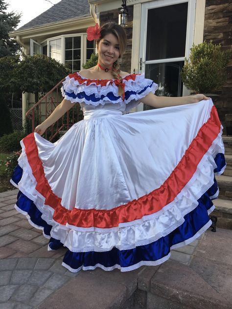 Costa Rican Traditional Dress, Costa Rican Dress, Costa Rica Traditional Dress, Costa Rica Traditional Clothing, Costa Rica Clothes, Costa Rica Outfit, Folklorico Dresses, Fiesta Outfit, Porto Rico