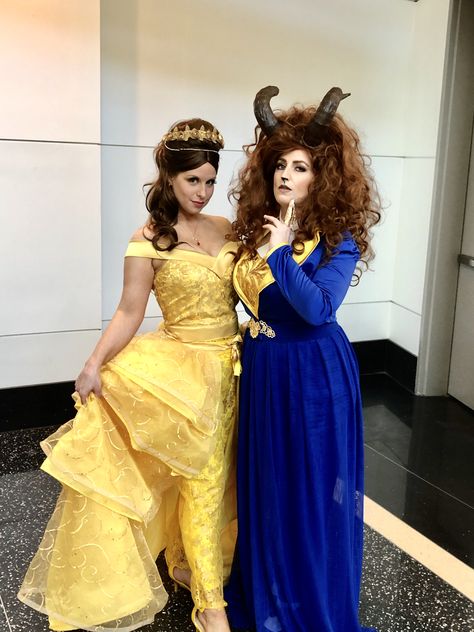 Female beast and belle with pants cosplay Beast Costume Women, Purim Ideas, Beauty And The Beast Diy, Fairycore Fashion, Beauty And The Beast Costume, Run Disney Costumes, Belle Cosplay, Beast Costume, Diy Costumes Women