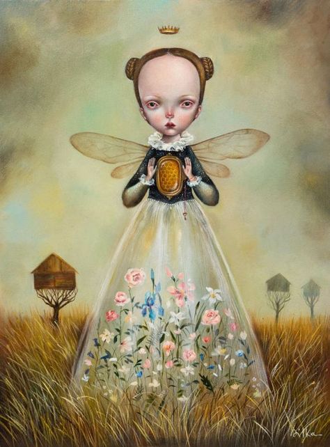 Dilka Bear, Lowbrow Art, Bee Art, Bear Art, Pop Surrealism, Limes, Queen Bee, Queen Bees, Mosaic Crafts