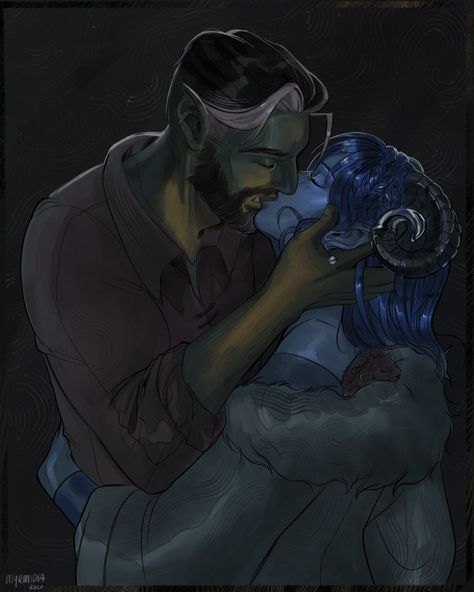 Fjord And Jester, Jester Critical Role, Critical Role Campaign 2, Critical Role Characters, Mighty Nein, Dnd Dragons, Critical Role Fan Art, Cute Couple Art, High Fantasy