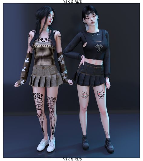 Sims 4 Cc Clothes Y2k Maxis Match, Sims Y2k Cc, Women Kpop, Horror Protagonist, Ts4 Clothes, Custom Cast, Punk Rock Princess, The Sims 4 Skin, Y2k Girls