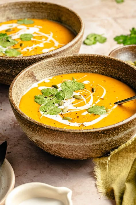 Thai-Inspired Curry Butternut Squash Soup Curry Butternut Squash Soup, Curried Squash Soup, Butternut Squash Bisque, The Defined Dish, Defined Dish, Curried Lentil Soup, Curried Butternut Squash Soup, Chicken Enchilada Soup, Greek Flavors