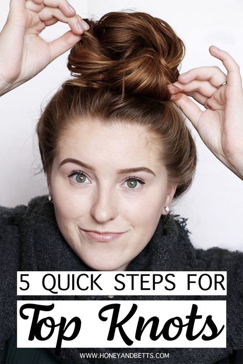 Hannah, from the Edmonton lifestyle blog Honey & Betts, is sharing the ultimate 5 steps to the perfect top knot for medium to long hair! Check out how to create the easy, messy bun that is cute with everything! via @honeyandbetts Top Knot Tutorial, Medium To Long Hair, Dunner Wordend Haar, Top Knot Bun, Knot Hair, Top Knot Hairstyles, Bun Tutorial, Hair Mist, Messy Bun Hairstyles