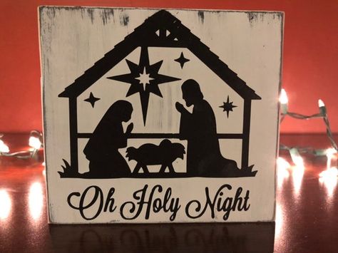 Silly Rabbit, Beautiful Verses, Wooden Christmas Crafts, Oh Holy Night, Wood Wedding Signs, Holy Night, Nativity Scene, Christmas Delivery, Shelf Sitter