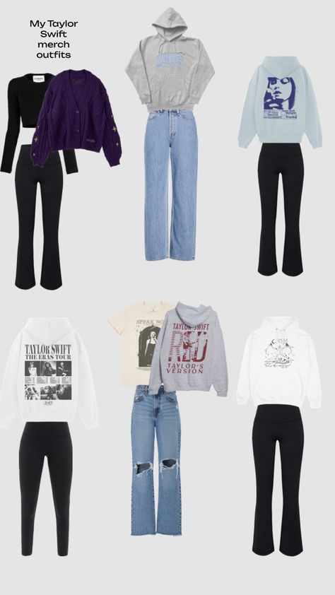 Outfits With Taylor Swift Merch, How To Style Taylor Swift Merch, Comfy Eras Tour Movie Outfits, Eras Tour Movie Outfits Comfy, Fan Made Taylor Swift Merch, Taylor Swift Crewneck Merch, Movies Outfit, Comfy Outfits, Taylor Swift