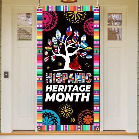 PRICES MAY VARY. PACKAGE INCLUDES:The hispanic heritage month door cover and a string,the size of our hispanic heritage month banner is 70.8 x 35.4 inches (l x w). the national hispanic heritage honth decorations is big enough can be easily hung on the welcome front door, garden fence, door, garage, wall, bedroom, etc, anywhere outdoors or indoor HIGH QUALITY:The spanish classroom decorations banner is made of are made of high-quality polyester oxford fabric, which is sturdy and not easy to dama Hispanic Heritage Month Decorations, Month Decorations, Spanish Classroom Decor, Fence Door, Door Garden, Nursery School, Wall Bedroom, Spanish Classroom, Hispanic Heritage Month