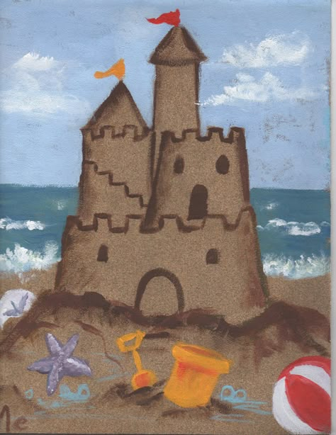 Creator's Joy: Sandcastles Art Project Castle Paintings, Summer Art Projects, Spring Art Projects, 2nd Grade Art, Clay Cane, 4th Grade Art, 3rd Grade Art, Sand Paper, Polymer Clay Cane