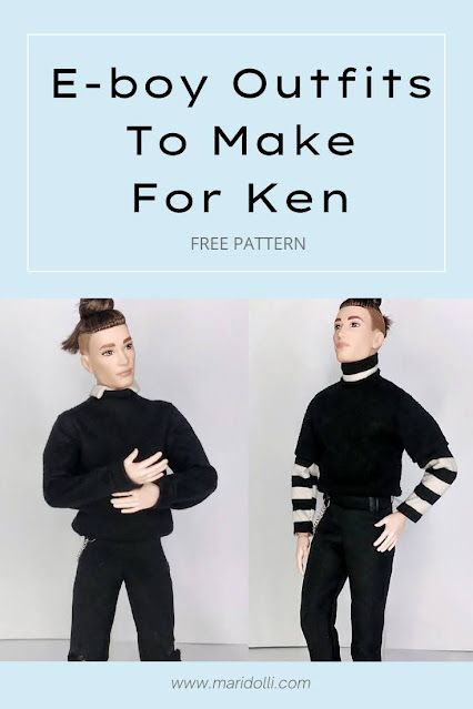 2 E-Boy Style You Can Make for Your Ken Doll - Maridolli Ken Doll Patterns, Ken Clothes Patterns Free, Ken Doll Clothes Patterns Free, E-boy Outfit, E Boy Aesthetic, E Boy Style, Diy Ken Doll Clothes, Ken Clothes, Free Barbie