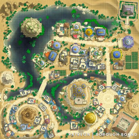 Dnd Desert Town, Desert City Map Dnd, Fantasy Oasis City, Dnd Desert City, Desert Town Map, Dnd Desert Map, Desert City Map, Fantasy Town Map, Fantasy Desert City