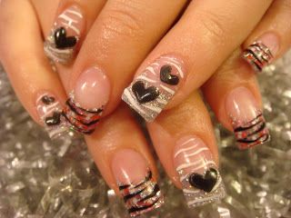 2000s Nail Designs, Roses Nails, Nails Black And White, Nails Inspired, Zebra Nails, Duck Nails, Young Nails, Really Cute Nails, Bling Acrylic Nails