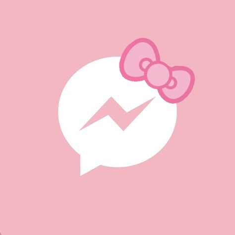 Pink App Icon Messenger, Messenger Icon Aesthetic Pink, Icon For Messenger, Messenger Logo Aesthetic, Messenger Icon Aesthetic, Pink Messenger Icon, Hello Kitty Message, Messenger Theme, Pink Hello Kitty Wallpaper