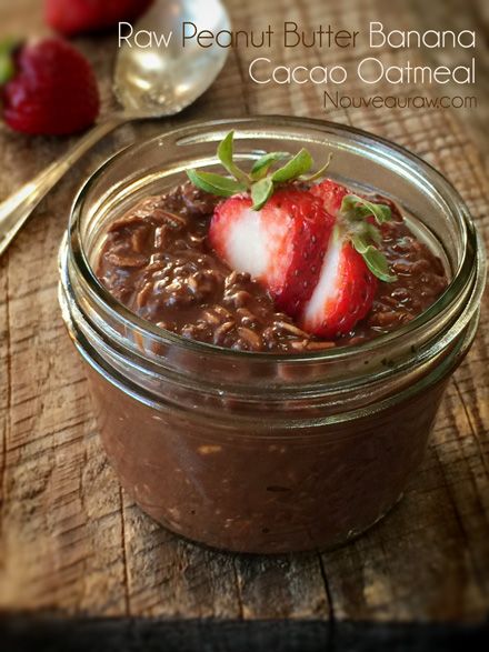 Raw-Peanut-Butter-Banana-Cacao-Oatmeal1 Cacao Oatmeal, Raw Vegan Breakfast, Raw Dairy, Raw Breakfast, Raw Recipes, Vegan Meal, Meal Recipes, Peanut Butter Banana, Eating Recipes