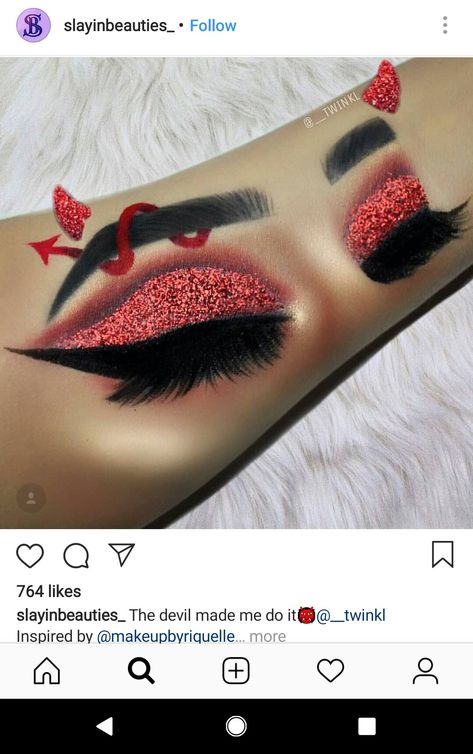 Devil Instagram @slayinbeauties_ Halloween Makeup Devil Easy, Cute Devil Makeup Halloween Easy, Devil Eye Makeup Halloween, Red Makeup Looks Halloween, Devil Costume Women Diy, Black Devil Makeup Halloween, Glam Devil Makeup, Cute Devil Makeup Halloween, Devil Costume Women Makeup