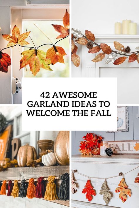 awesome garland ideas to welcome the fall Fall Garland Ideas Living Room, Autumn Garland Ideas, Fall Diy Garland Decor, How To Make Fall Garland, Homemade Fall Garland, Thanksgiving Garland Diy, Simple Fall Garland, Diy Thanksgiving Garland, Diy Fall Garland Ideas