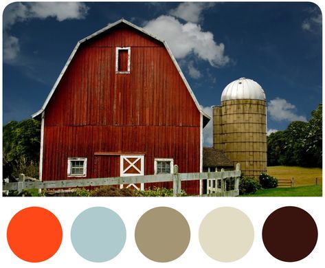 7 Fresh Color Palettes for Designing a New Autumn Season — Red Barn Colour Pallettes, White Fence, Country House Design, Fresh Color Palette, Design Library, Fresh Color, Fall Color Palette, Farm Shop, Colour Board