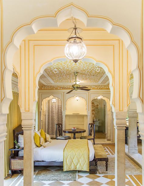 the Royal Heritage Haveli Jaipur Rajasthani Bedroom, Rajasthani Haveli, Jaipur Hotels, Jaipur Aesthetic, Royal Architecture, Jaipur Travel, Indian Interiors, Indoor Swing, Heritage Hotel