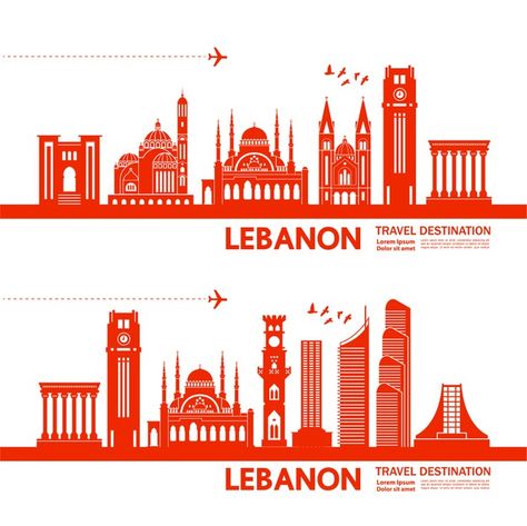 Lebanon travel destination illustratio... | Premium Vector #Freepik #vector #travel #city #color #orange Lebanon Illustration, Lebanese Art, Lebanese Culture, Lebanon Travel, Rollup Design, City Outline, Travel Agency Logo, City Skyline Silhouette, Blue Building