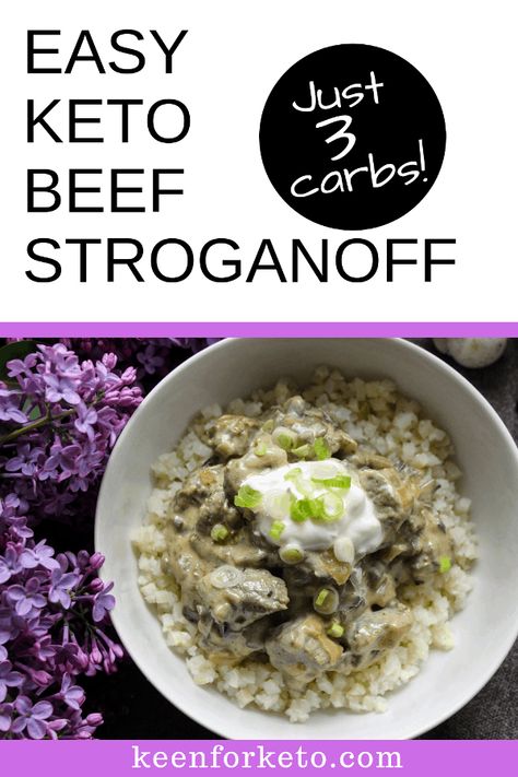 Easy Keto Beef Stroganoff - Low Carb - Ketogenic - Keen for Keto Low Carb Beef Stroganoff, Beef Stroganoff Sauce, Keto Beef Stroganoff, Stroganoff Sauce, Keto Sauce, Keto Comfort Food, Keto Mushrooms, Cheap Keto, Beef Stroganoff Recipe