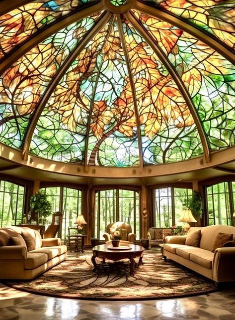 Stained Glass Greenhouse, Home Observatory, Celtic Otherworld, Dream Home Library, Fantasy Rooms, Architecture Wallpaper, Glass Room, Garden Entrance, Home Design Floor Plans