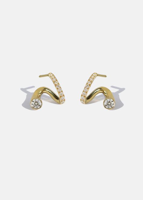 Crescendo Collection – KATKIM Pave Ear Cuff, Double Earrings, Diamond Ear Cuff, Light Jewelry, Jewellery Design Sketches, Engagement Earrings, 18k Gold Earrings, Jewelry Ads, Diamond Jewelry Designs