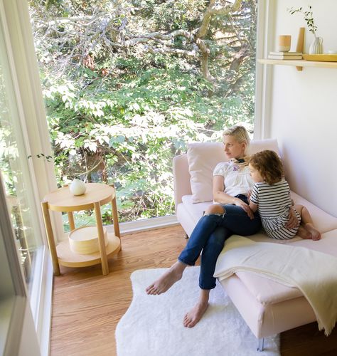 Sheepskin Throw, Oak Side Table, Mounted Shelves, Mid Century House, Say Yes, Reading Nook, Wooden Flooring, The Master, Mid Century Design