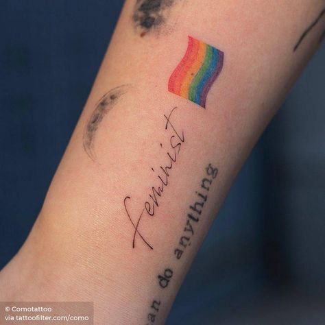 Feminist Non Binary Tattoo, Binary Tattoo, Tattoo Ideas Aesthetic, Tattoos Cool, Lgbt Tattoo, Feminist Tattoo, Pride Tattoo, Phoenix Tattoo Design, Anklet Tattoos