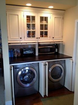 Victorian Home Laundry Room, Laundry Under Kitchen Counter, Laundry Hidden In Kitchen, Hidden Hallway Laundry, Hidden Laundry Rooms In Kitchen, Kitchen With Hidden Laundry, Laundry Room In Kitchen Ideas Hidden, Laundry Room And Pantry Ideas, Laundry In Kitchen Ideas Layout