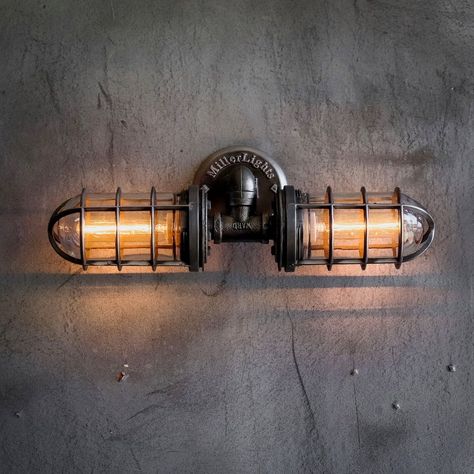 Vanity Light Fixture Industrial Bathroom Mirror Lighting | Etsy Industrial Vanity Lighting, Industrial Bathroom Mirror, Speakeasy Basement, Mirror Dance, Rustic Industrial Lighting, Steel Patina, Industrial Vanity Light, Lodge Lighting, Artisan Workshop