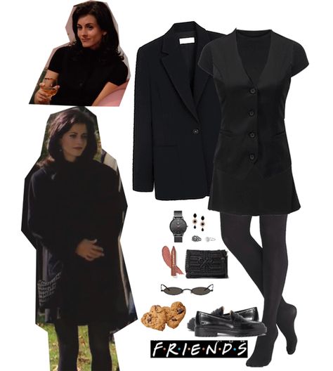 Monika Friends Outfit, Cinema Outfits, Work Goth, Cinema Outfit, Monica Friends, Outfit Ideas For Office, Black Fall Outfits, Rachel Green Style, Friends Outfit