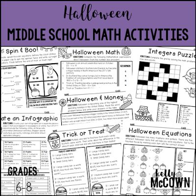 Halloween Math Middle School, Halloween Middle School, Middle School Halloween Activities, Halloween Homeschool, Math Games Middle School, Math Lesson Plans Elementary, Junior High Math, High School Math Activities, Halloween Math Worksheets