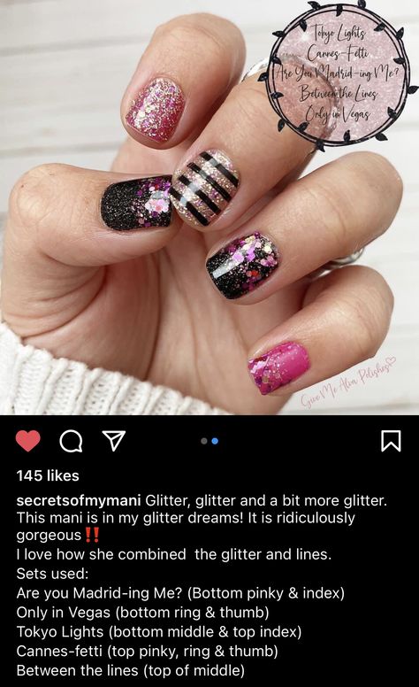 Nailfie Ideas, Nails Color Street, Colorstreet Combos, Nail Combos, Mani Ideas, Pink Nail Colors, Nail Color Combos, Nail Goals, Mixed Mani