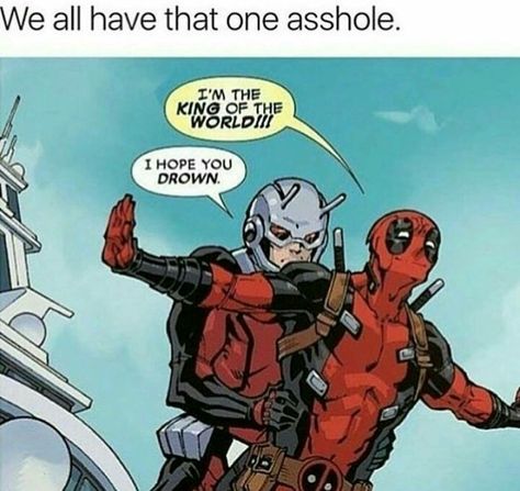 Funny Comic Panels, Spider Man Quotes, Deadpool And Spiderman, Deadpool Comic, Splatoon Comics, Dead Pool, Wade Wilson, Funny Comic, Red Team