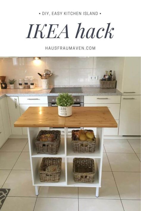 Cheap Kitchen Islands, Small Kitchen Island Ideas, Kitchen Island Storage, Ikea Kitchen Island, Kitchen Island Ikea Hack, Kitchen Island Ideas, Small Kitchen Island, Diy Kitchen Renovation, Farmhouse Kitchen Island