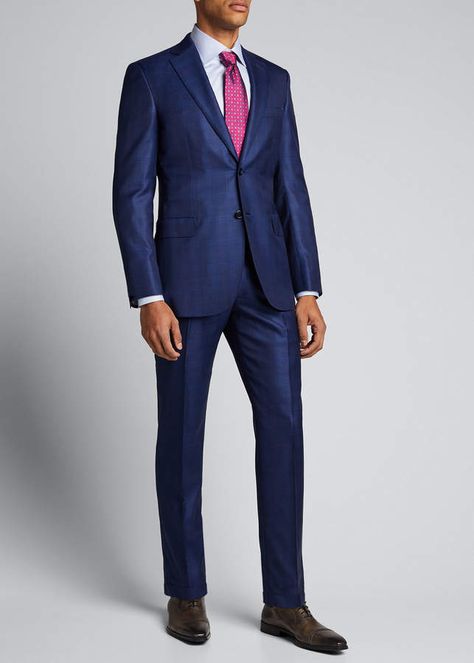 Brioni Suits, Mens Office Wear, Boss Suits, Brioni Men, Mens Office, Navy Suit, Mens Plaid, Office Wear, Mens Suits