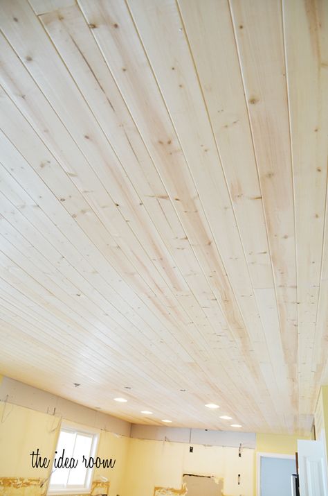 Wood Planks Diy, Basement Ceiling Options, Pine Wood Walls, Wood Plank Ceiling, Plank Ceiling, Basement Ceiling, Plank Walls, Wood Ceiling, Kitchen Ceiling