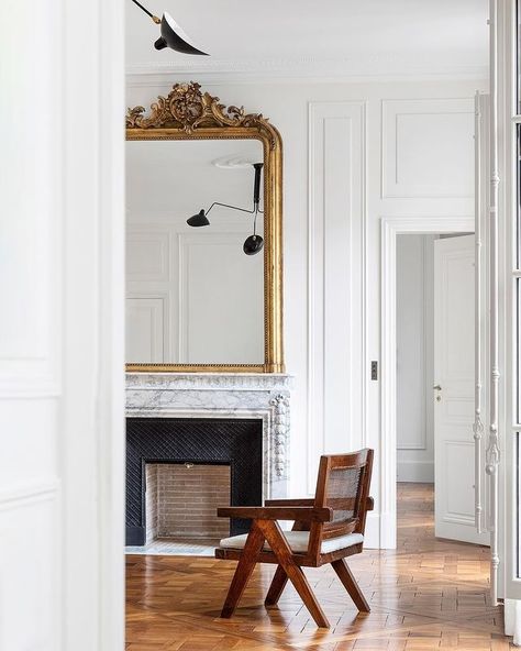 Kasha Paris (@abkasha) • Instagram photos and videos Parisian Style Decor, Paris Interiors, French Romance, French Fireplace, Parisian Interior, Minimalist Bed, Bright Rooms, Apartment In Paris, Pierre Jeanneret