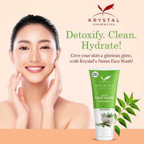 Give your skin the much needed detox with the natural ingredients of Krystal Cosmetics’ Neem Face Wash and feel the glow! To know more, visit - https://krystalshop.in/ or Contact us - 096872 43957 Face Wash Poster Design, Neem Face Wash, Motion Design Trends, Product Ads, Fall In Love With Yourself, Advertising Ideas, Price List Template, Best Beauty Products, College Work