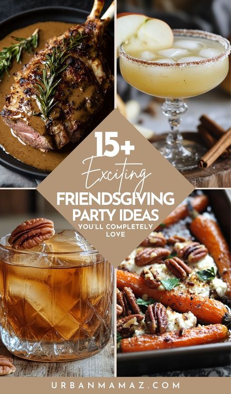 Looking for the best Friendsgiving ideas to throw a party this year? Check out these 15+ exciting Friendsgiving party ideas you'll completely love! Christmas Friendsgiving Ideas, Things To Do At Friendsgiving, Friendsgiving Girls Night, Friendsgiving Theme Ideas Party, Friendsgiving Cocktail Party, Friendsgiving Birthday Party, Flannel Friendsgiving, Friendsgiving Dinner Party Games, Friendsgiving Food Appetizers