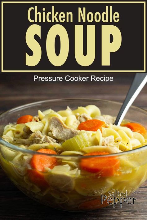 Homemade Chicken Noodle Soup ~ Pressure Cooker Recipe Chicken Noodle Soup In Ninja Foodi, Soup Pressure Cooker, Food Ninja, Slow Cooker Chicken Stew, Pressure Cooker Recipe, Homemade Chicken Noodle, Pepper Recipes, Chicken Noodles, Ninja Recipes