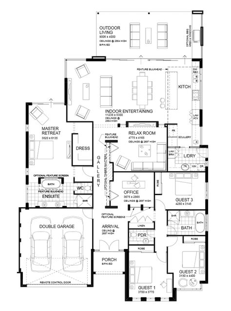 The Cape Naturaliste Display Home by Wa Country Builders - newhousing.com.au 70s Home Floor Plans, 4 Bedroom House Plans, Floor Plan 4 Bedroom, Home Design Floor Plans, Entertaining Space, House Blueprints, 4 Bedroom House, Bedroom House Plans, New House Plans