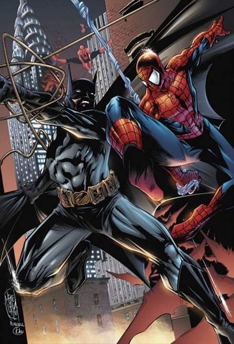 Batman Vs Spiderman, Spiderman And Batman, Batman And Spiderman, Batman Painting, Marvel And Dc Crossover, Spiderman Cartoon, Batman Spiderman, Marvel Comics Superheroes, Marvel Vs Dc