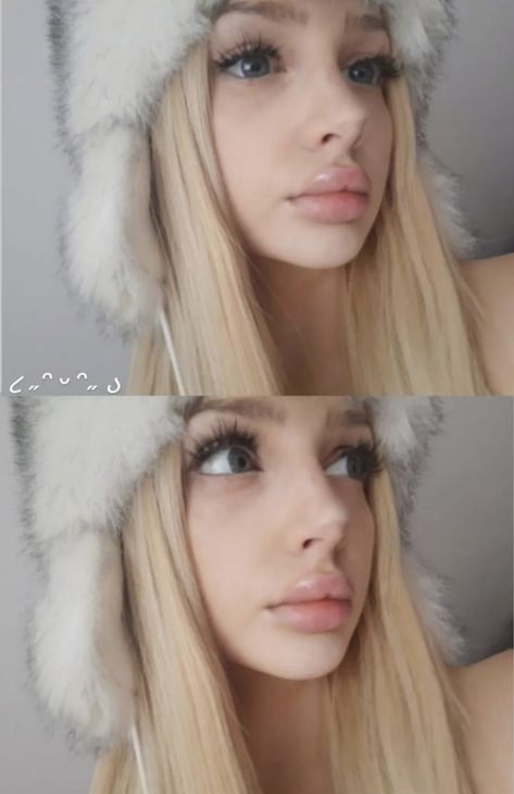 Dollete Coquette, Coquette Kawaii, Doll Aesthetic, Doll Makeup, Cute Makeup Looks, Lip Injections, Model Inspo, Aesthetic Pinterest, Fur Hat