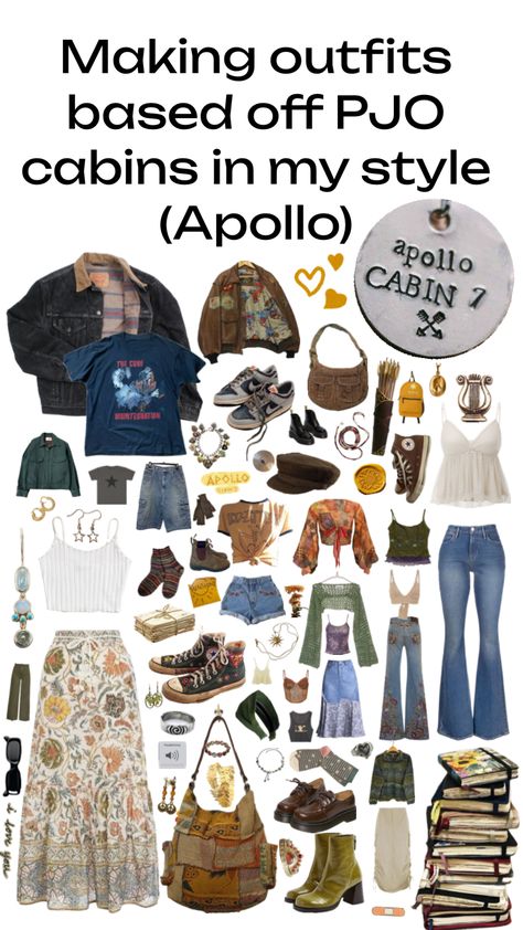 #outfitinspo #cabin7 #percyjackson #apollo Percy Jackson Costume, Cabin Outfit, Apollo Aesthetic, Apollo Cabin, Cabin 7, Percy Jackson Outfits, Percy Jackson Memes, Mood Board Fashion, Feel Inspired